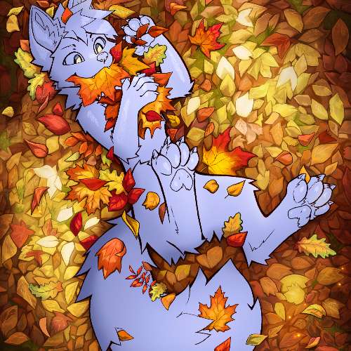 Playing in leaves YCH