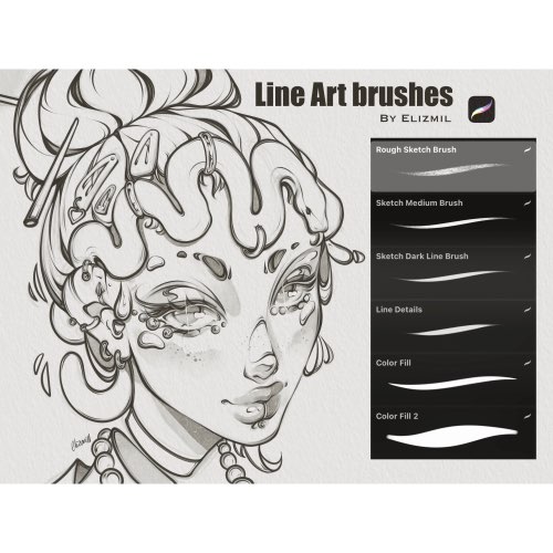 Line Art Brushes for Procreate ONLY+ Instruction How Download