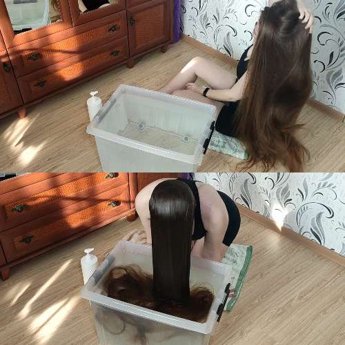 Video (28 min) - Dunking long hair × Hold Breath Underwater × Washing 💆