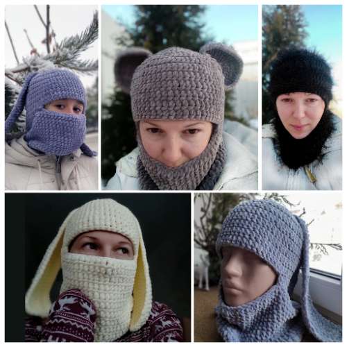 Balaclava with bunny, bear, frog and Yoda Ears Crochet Pattern [English]