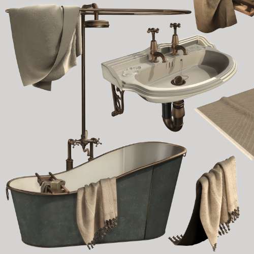 [ES] Vintage_Bathroom_Set