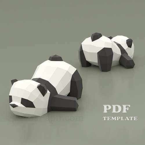 Sleeping Panda Papercraft (PDF, DXF, SVG)
