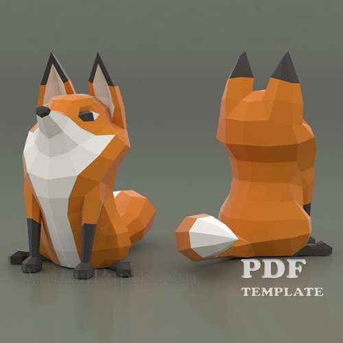 Fox Papercraft (PDF, DXF, SVG)