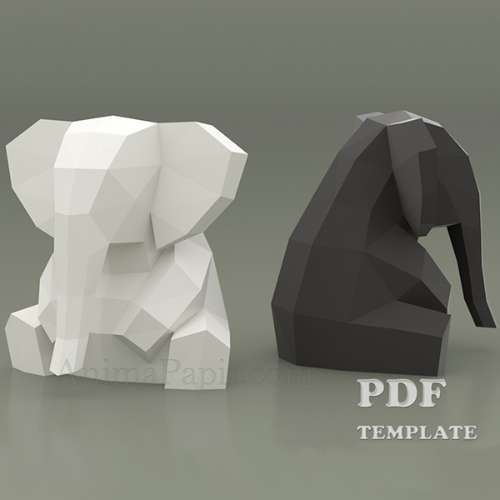 Elephant Papercraft (PDF, DXF, SVG)