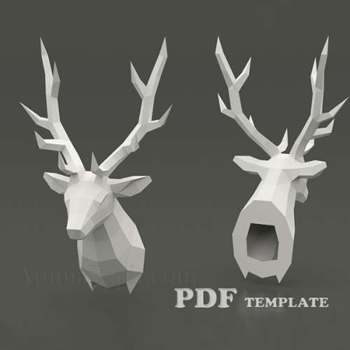 Deer Head Papercraft (PDF, DXF, SVG)