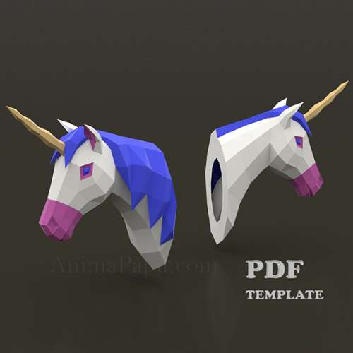 Unicorn Papercarft (PDF, DXF, SVG)
