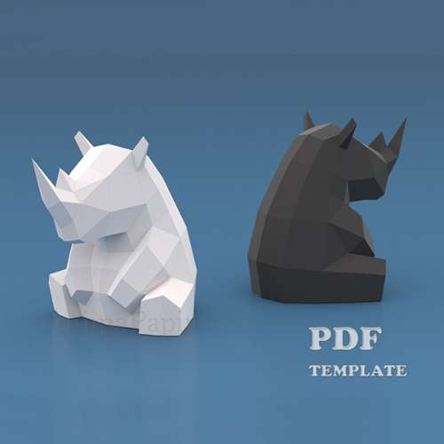  Rhino Papercraft (PDF, DXF, SVG)