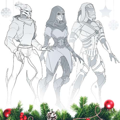 3-in-1 PACK OF BASES [turian male • turian female • quarian male]