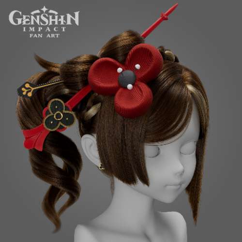 Chiori Genshin Impact FanArt Hairstyle render scene (V-Ray Next)