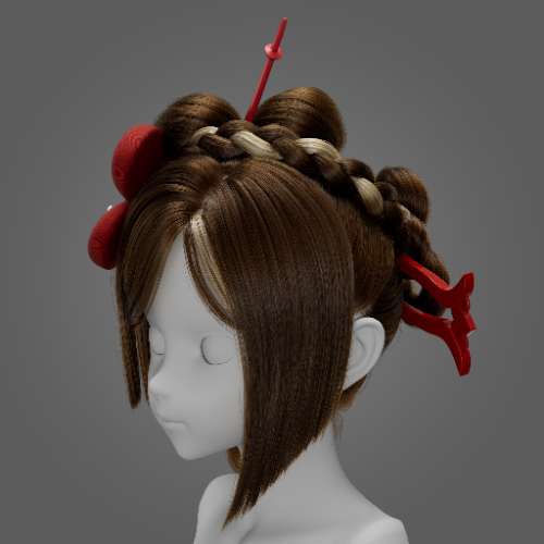 Chiori Genshin Impact FanArt Hairstyle render scene (V-Ray Next)