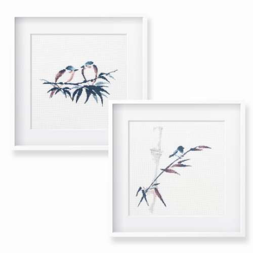 Set of 2 patterns: birds