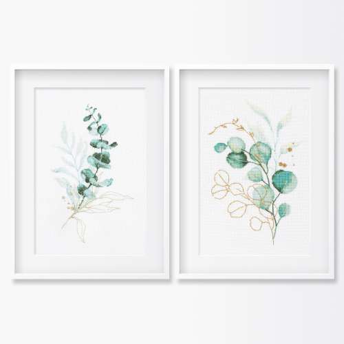 Set of 2 patterns: eucalyptus branches