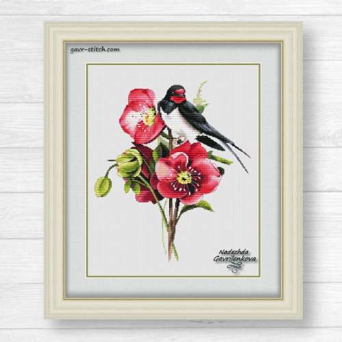 Swallow in flowers 1