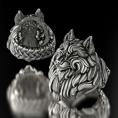 Fenrir Wolf Ring - STL 3D model for 3d printing